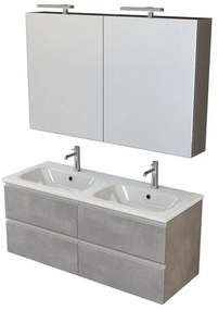 Mobile bagno sospeso 120 cm Master grigio doppio lavabo e 4 cassetti