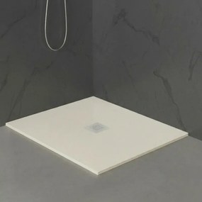 Piatto doccia 80x80 in marmoresina effetto pietra beige riducibile Ten