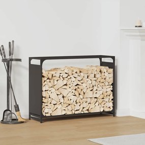 Rastrelliera Per Legna Da Ardere Nera 90x28x65 Cm /