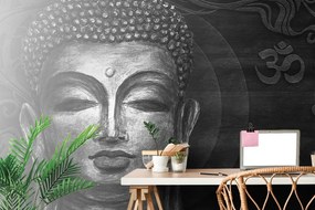 Carta da parati – Volto di Buddha in bianco e nero
