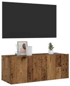 Mobile Tv A Parete Legno Antico 80x30x30 Cm İn Truciolato /