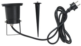 Faretto a picchetto nero con LED regolabile IP65 con cavo e spina - Basic