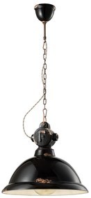 Lampadario Industrial Ferro E Ceramica Vintage Nero 1 Luce E27