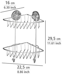 WENKO 20888100-Mensola angolare VACUUM-LOC tonda in acciaio 22,5x29,5 cm finitura cromata lucida
