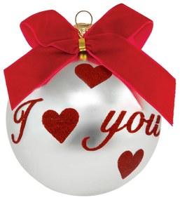 Pallina Natale I love you perlata 10 cm