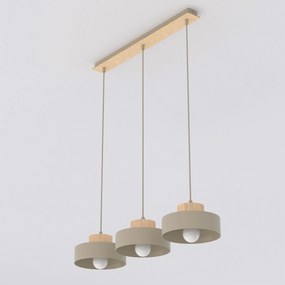 Lampadario a Sospensione KIVI 3 in Acciaio e Legno 3xE27