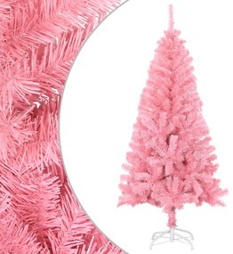 Albero di Natale Artificiale Sottile con Base Rosa in PVC, 150 cm / Artificiale