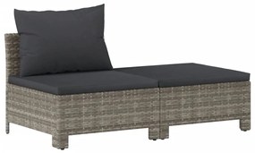 Set Divani da Giardino 7 pz con Cuscini in Polyrattan Grigio