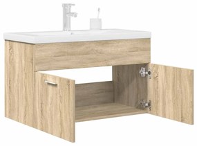 Mobile Da Bagno Con Lavabo Integrato E Rubinetto Rovere Sonoma /