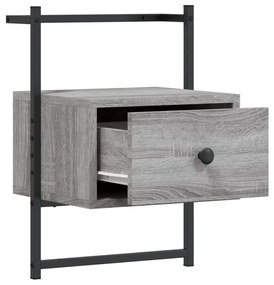 Comodini a Muro 2 pz Grigio Sonoma 35x30x51cm Legno Multistrato