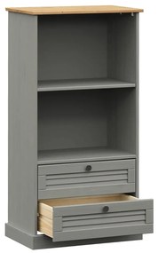 Libreria vigo 60x35x114,5 cm in legno massello di pino grigio