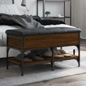 Panca Porta Scarpe Rovere Marrone 82x42x45 Cm Legno Multistrato /