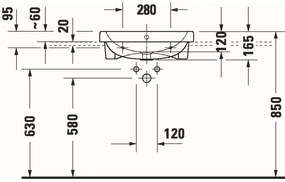 Duravit 24035500002 - Lavabo da incasso D-CODE 55x45,5 cm in ceramica, bianco lucido