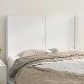 Testiera Ad Orecchio Bianco 147x16x118/128 Cm İn Similpelle /