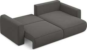 Divano angolare grigio scuro allungabile/con contenitore (con penisola a destra/con chaise lounge) con rivestimento in velluto Kapua – Makamii