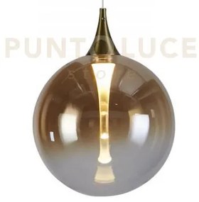 Lampada a sospensione alchemy led, metallo nero e vetro ambra