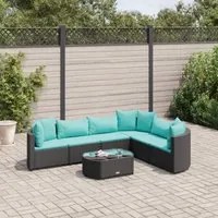 Set Divani da Giardino con Cuscini 7pz Nero Polyrattan 3308380