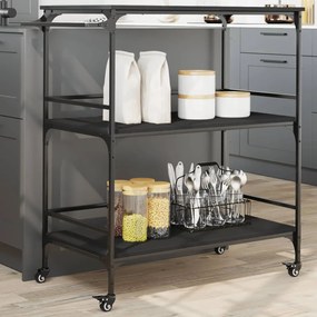 Carrello Da Cucina Nero 100,5x50x105 Cm İn Legno Multistrato /