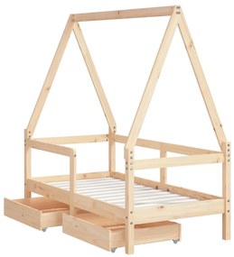 Giroletto bambini con cassetti 70x140 cm legno massello di pino