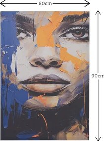 Quadro moderno verticale su tela 60x90 cm con ritratto di donna colorato