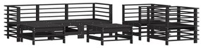 Set Divani da Giardino 7 pz con Cuscini in Legno Massello Nero