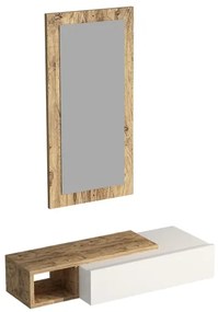 Mensola da parete + specchio VIEN bianco/pino atlantic