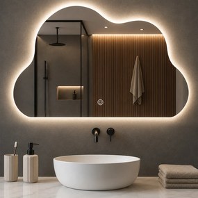 Specchio Nuvola 50x70 cm con LED 3 Colori Dimmerabile con Pulsante Touch...