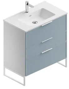 Mobile sottolavabo e lavabo Quadra per vasca centrale bianco-cielo in mdf L 80 x H 93 x P 46 cm 3 cassetti