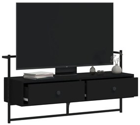 Mobile tv a muro nero 100,5x30x51 cm in legno multistrato