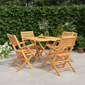 Set Da Pranzo Per Giardino 5 Pz İn Legno Massello Di Teak /