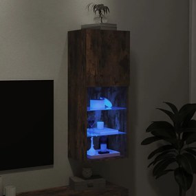 Mobile tv con luci led rovere fumo 40,5x30x102 cm