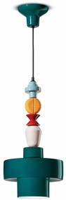 Sospensione Piccola Tonda Vintage Decò Lariat Ceramica Verde 1 Luce E27
