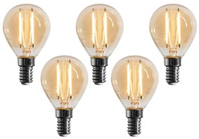 Set van 5 E14 dimbare LED lampen G45 goud 4W 330 lm 2100K
