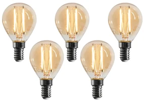 Set van 5 E14 dimbare LED lampen G45 goud 4W 330 lm 2100K