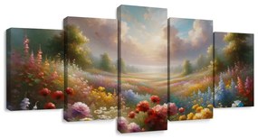 Quadri 5 pezzi – Prato fiorito nel paesaggio