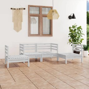 Set divani da giardino 4 pz bianco in legno massello di pino