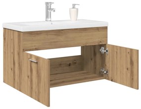 Mobile Bagno Con Lavabo Integrato&rubinetto Rovere Artigianale /