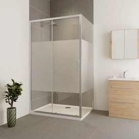 Box doccia con ingresso frontale scorrevole Verve L 100 x H 190 cm, vetro 6 mm serigrafato profilo cromato