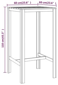 Tavolo da bar 60x60x110 cm in legno di pino impregnato
