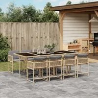 Set Pranzo da Giardino 9 pz con Cuscini Beige Misto Polyrattan 3211464