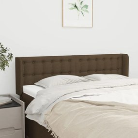 Testiera Ad Orecchio Marrone Scuro 147x16x78/88 Cm İn Tessuto /