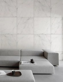 Piastrella da pavimento e rivestimento interno 100 x 100 cm Sp. 3.5 mm rettificato Estatuario in gres porcellanato opaco bianco venato grigio traffico intenso (pei 4/5) R9
