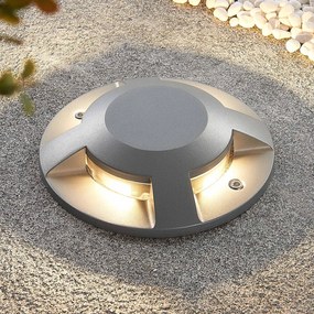 Lucande Faretto da pavimento a LED Jeffrey, argento, 4 emissioni luminose