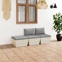 Set Divani da Giardino su Pallet 3 pz con Cuscini Legno Abete 3063409