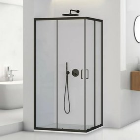 Box doccia angolare 80x120 cm nero opaco con doppio scorrevole  Tay