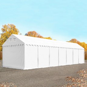 TOOLPORT 4x14 m tenda capannone, altezza 2,6m, PVC 800, telaio perimetrale, bianco, con statica (sottofondo in terra) - (527632)