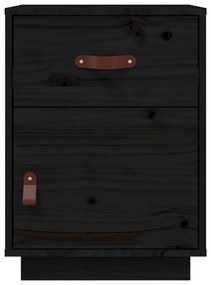 Comodino nero 40x34x55 cm in legno massello di pino