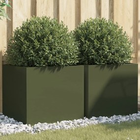 Fioriere 2 Pz Verde Oliva 49x47x46 Cm İn Acciaio /