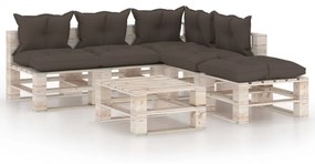 Set divani da giardino pallet 6 pz con cuscini in legno di pino