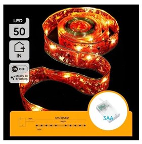 Aigostar - Catena luminosa natalizia a LED 50xLED/3xAA 5m bianco caldo e rosso